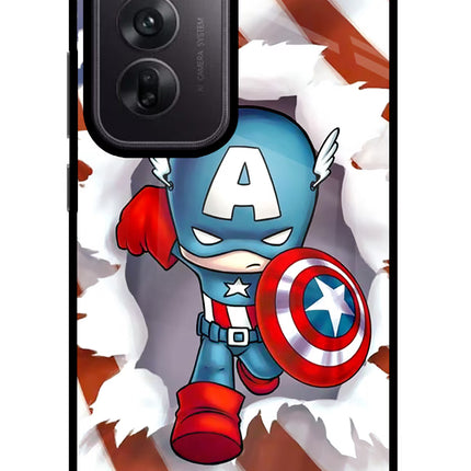 Captain America Oppo Reno12 5G Glass Case Back Cover by Casekaro
