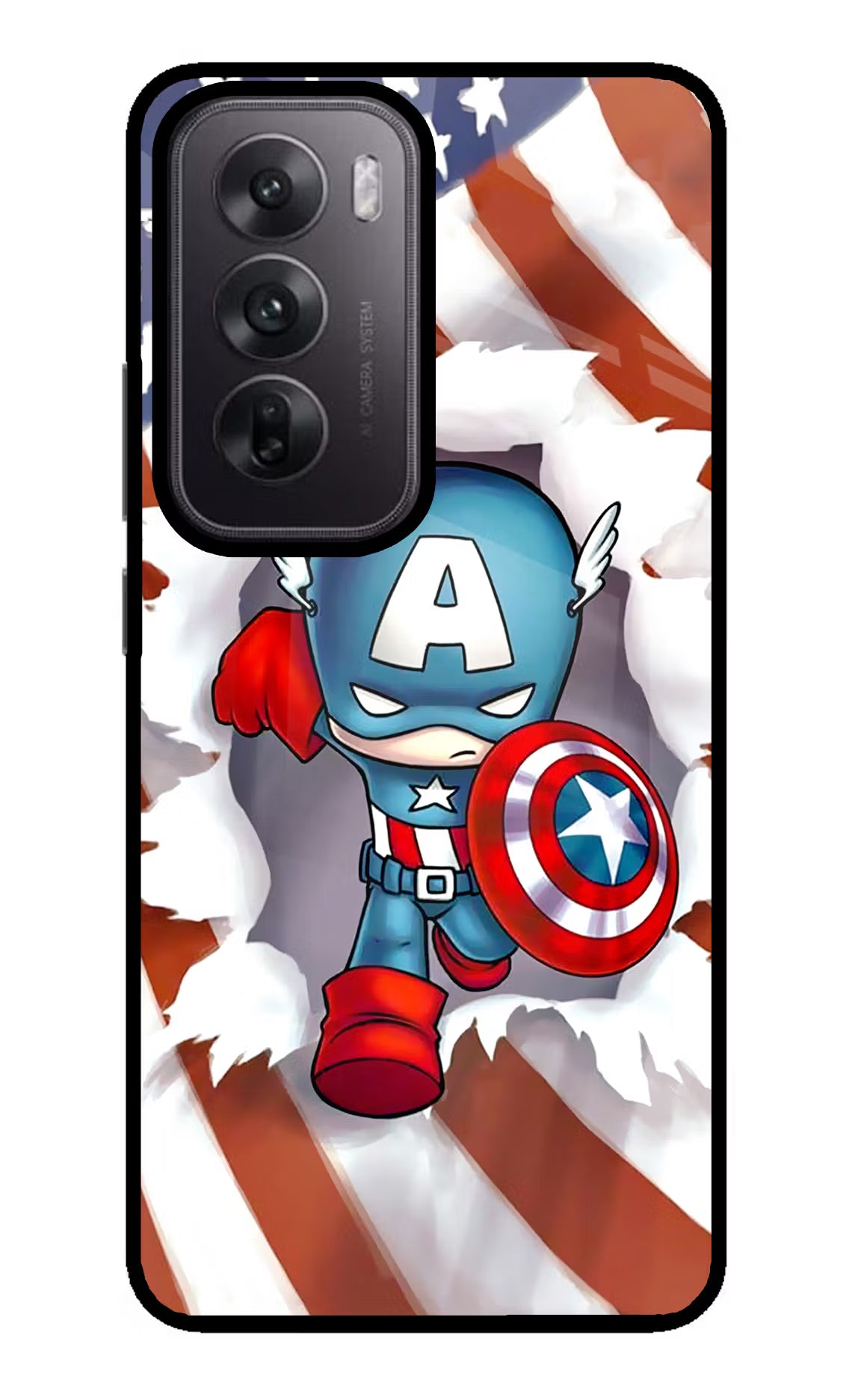 Captain America Oppo Reno12 5G Glass Case Back Cover by Casekaro