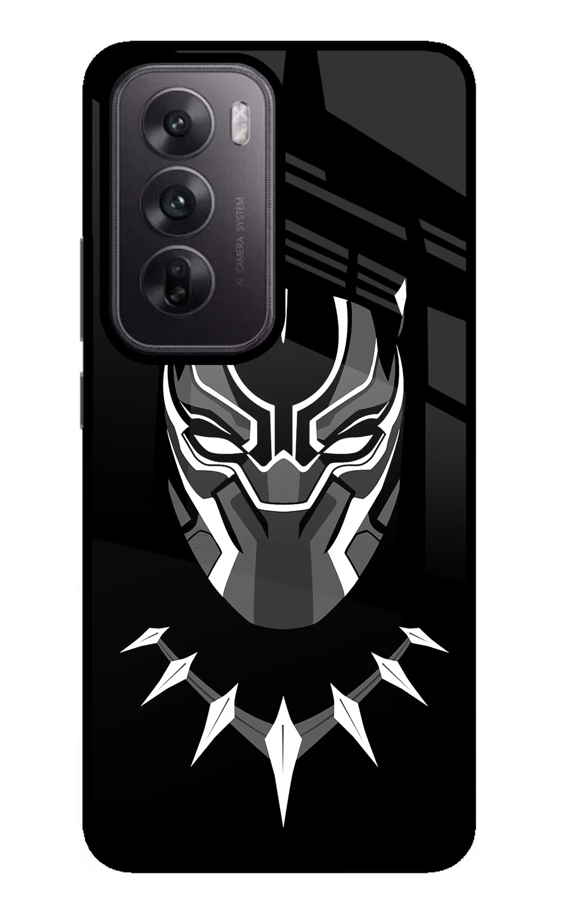 Black Panther Oppo Reno12 5G Glass Case Back Cover by Casekaro