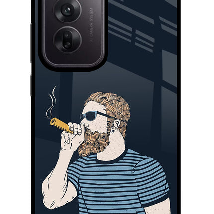 Smoking Oppo Reno12 5G Glass Case Back Cover by Casekaro