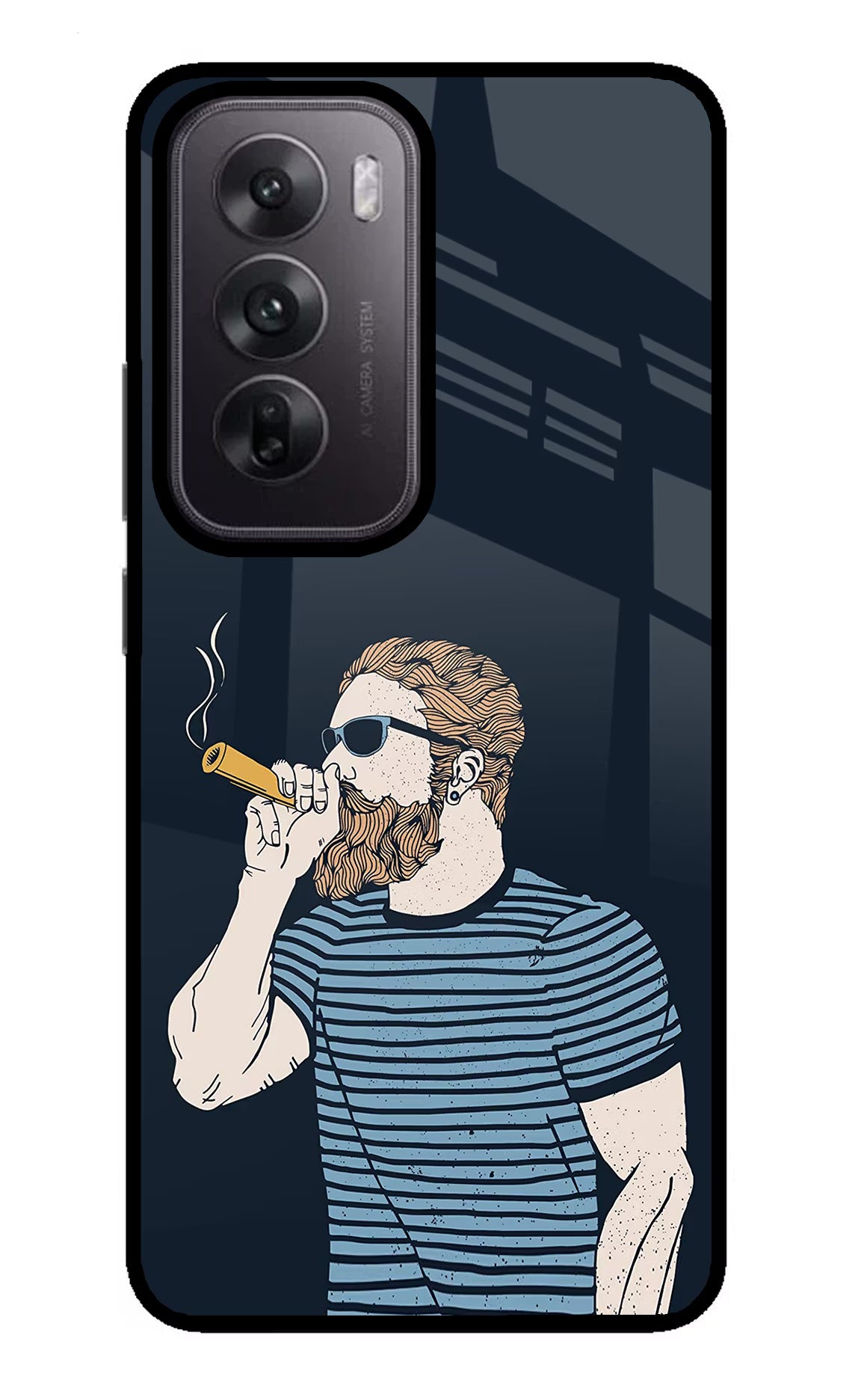 Smoking Oppo Reno12 5G Glass Case Back Cover by Casekaro