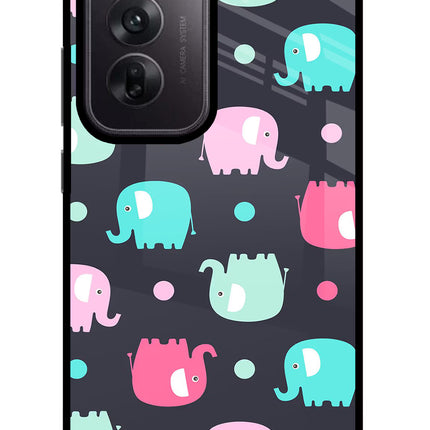 Elephants Oppo Reno12 5G Glass Case Back Cover by Casekaro