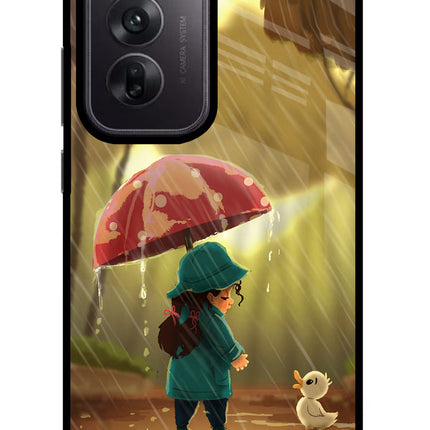 Rainy Day Oppo Reno12 5G Glass Case Back Cover by Casekaro