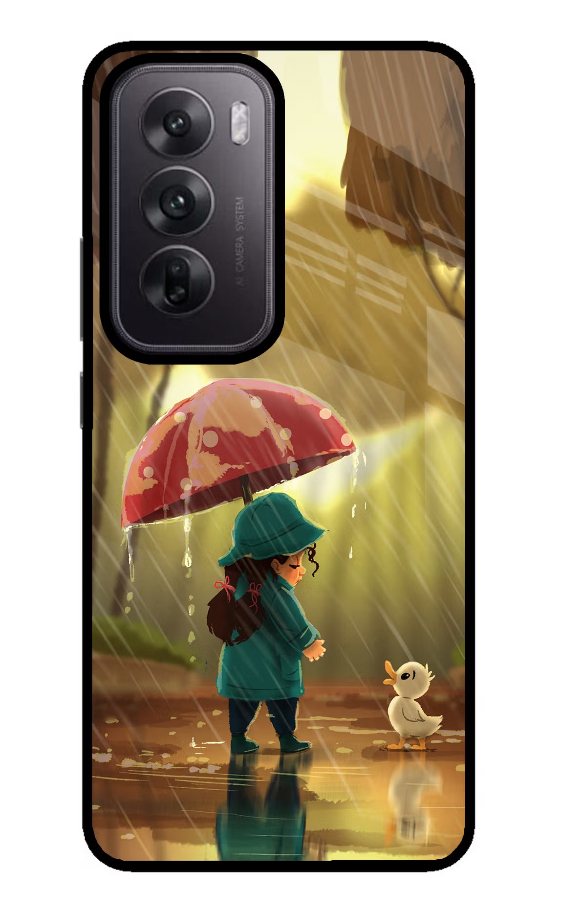 Rainy Day Oppo Reno12 5G Glass Case Back Cover by Casekaro