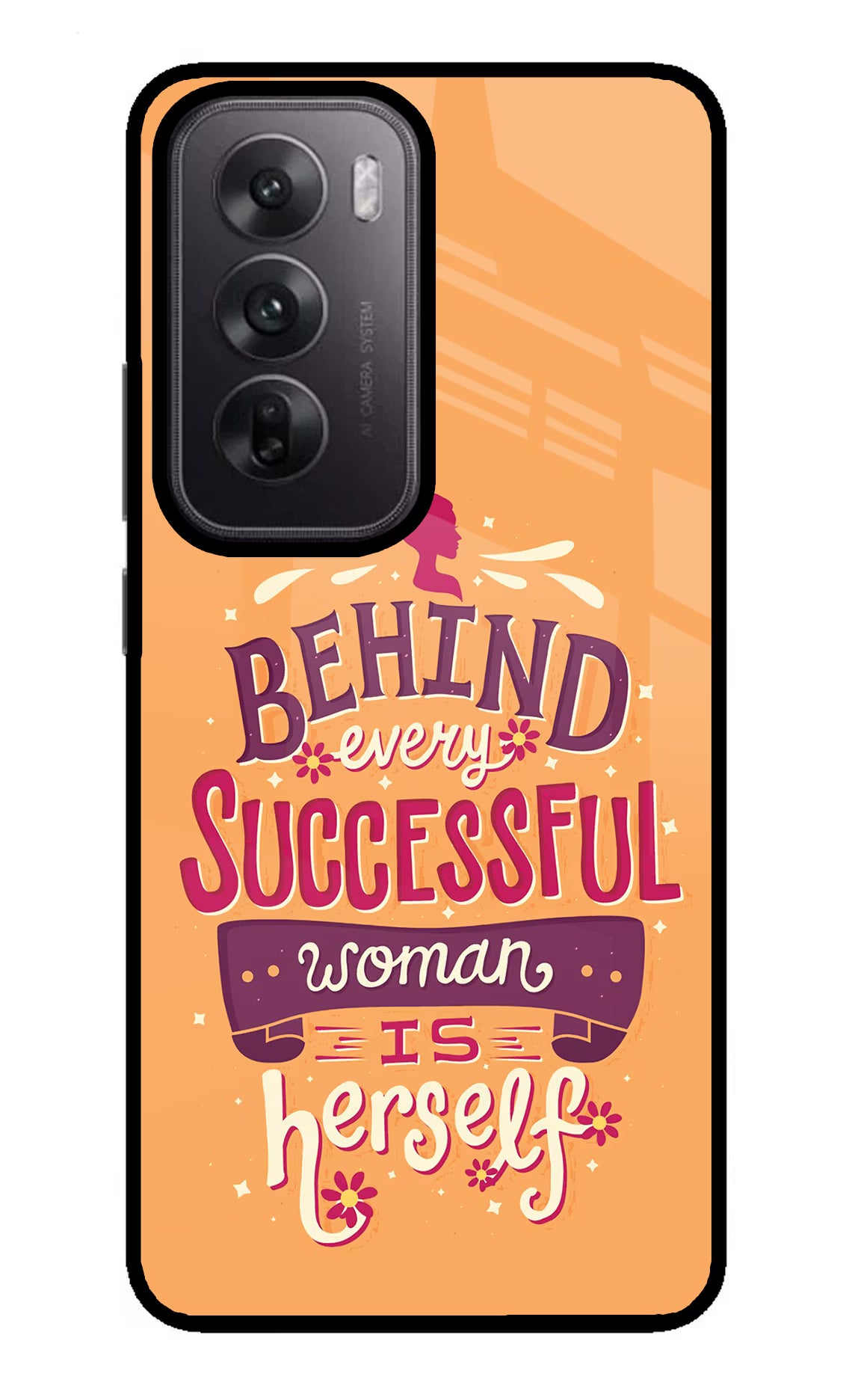 Behind Every Successful Woman There Is Herself Oppo Reno12 5G Glass Case Back Cover by Casekaro