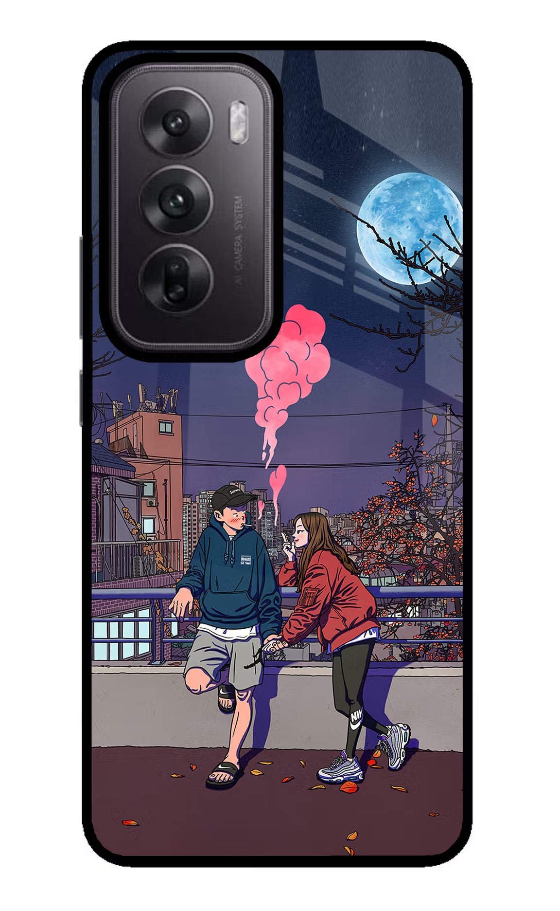 Chilling Couple Oppo Reno12 5G Glass Case Back Cover by Casekaro
