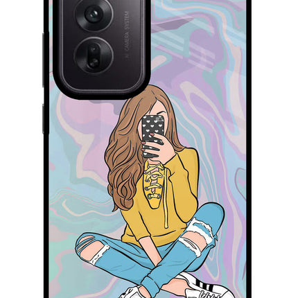 Selfie Girl Oppo Reno12 5G Glass Case Back Cover by Casekaro
