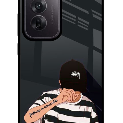 Aesthetic Boy Oppo Reno12 5G Glass Case Back Cover by Casekaro