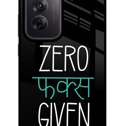 Zero Fucks Given Oppo Reno12 5G Glass Case Back Cover by Casekaro
