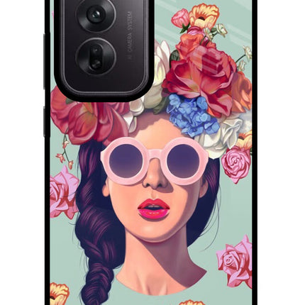 Pretty Girl Oppo Reno12 5G Glass Case Back Cover by Casekaro
