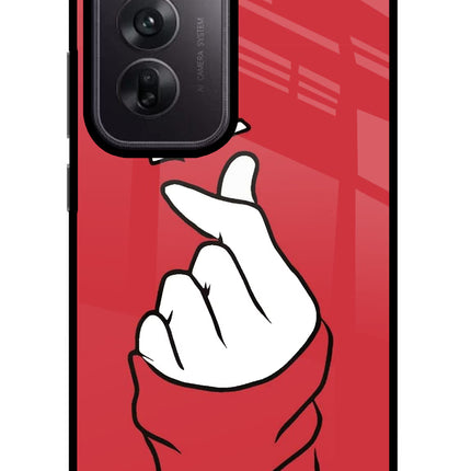 Korean Love Sign Oppo Reno12 5G Glass Case Back Cover by Casekaro