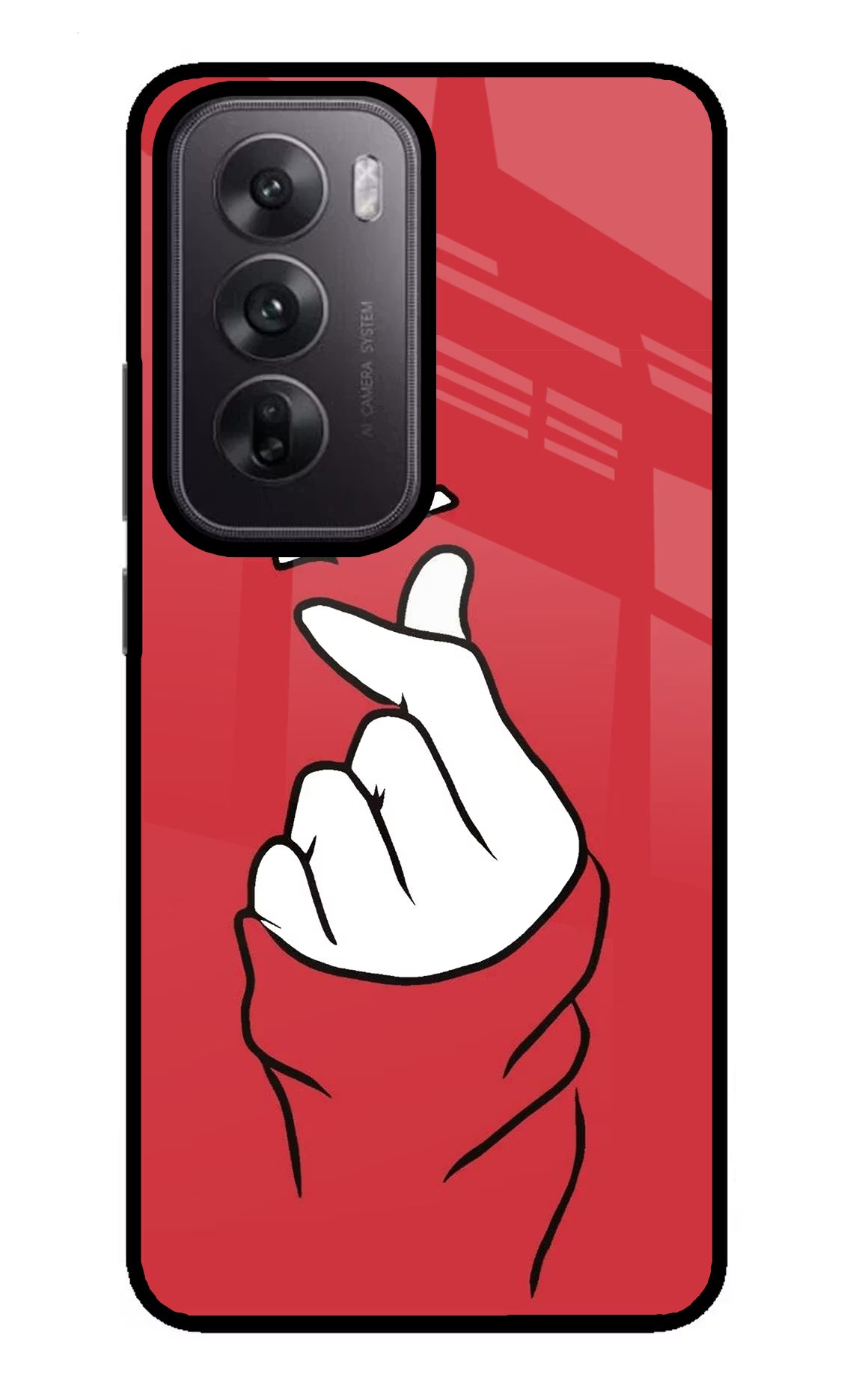 Korean Love Sign Oppo Reno12 5G Glass Case Back Cover by Casekaro