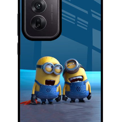 Minion Laughing Oppo Reno12 5G Glass Case Back Cover by Casekaro