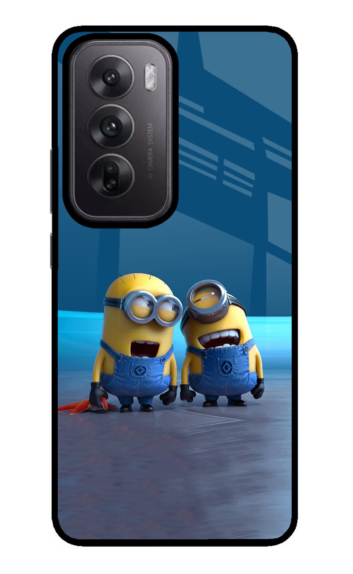 Minion Laughing Oppo Reno12 5G Glass Case Back Cover by Casekaro
