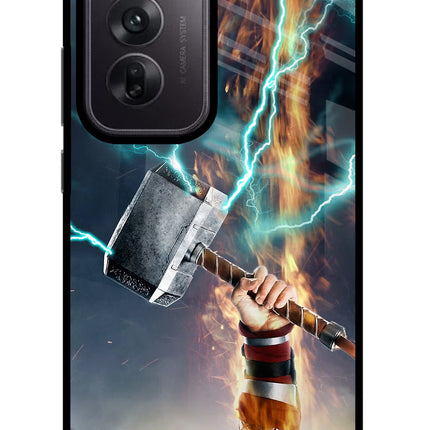 Thor Hammer Mjolnir Oppo Reno12 5G Glass Case Back Cover by Casekaro