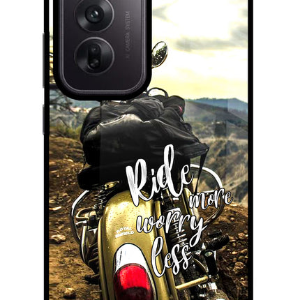 Ride More Worry Less Oppo Reno12 5G Glass Case Back Cover by Casekaro