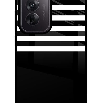 Black and White Print Oppo Reno12 5G Glass Case Back Cover by Casekaro