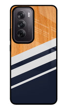 Blue and white wooden Oppo Reno12 5G Glass Case