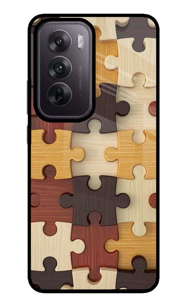 Wooden Puzzle Oppo Reno12 5G Glass Case