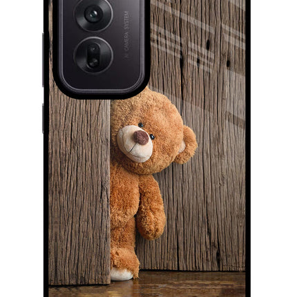 Teddy Wooden Oppo Reno12 5G Glass Case Back Cover by Casekaro