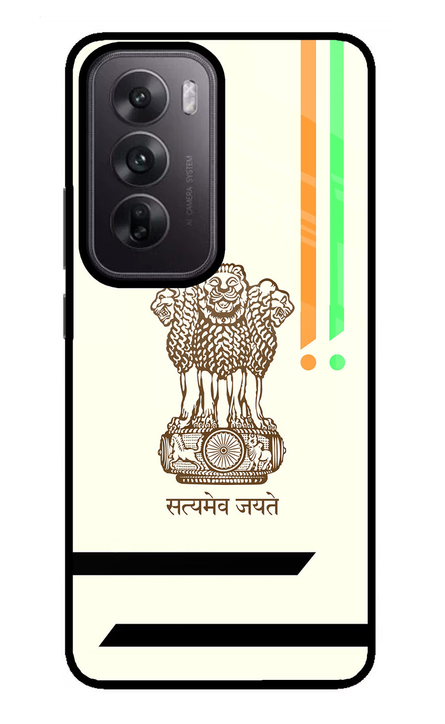 Satyamev Jayate Brown Logo Oppo Reno12 5G Back Cover, Glass case