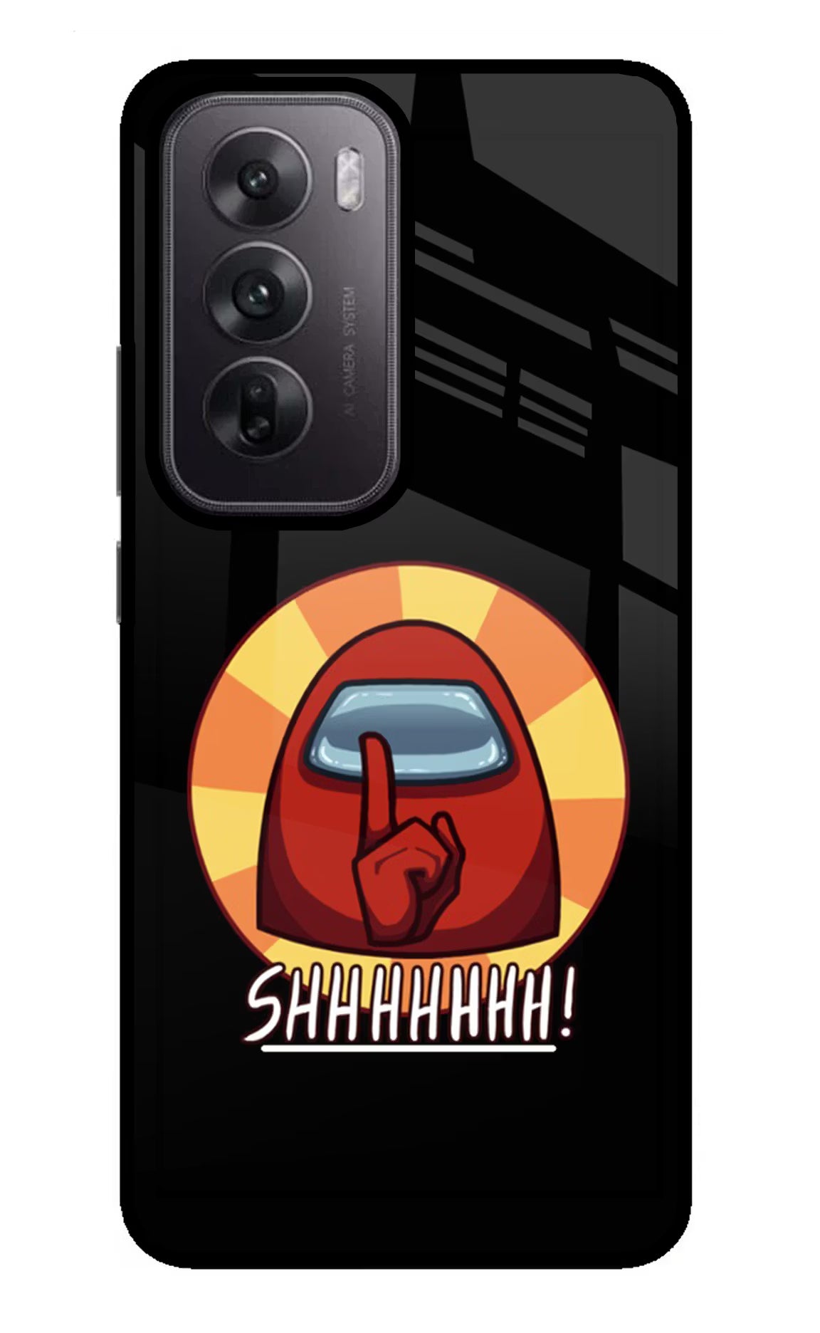 Among Us Shhh! Oppo Reno12 5G Glass Case Back Cover by Casekaro