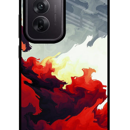 Fire Cloud Oppo Reno12 5G Glass Case Back Cover by Casekaro
