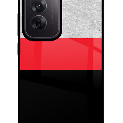 Tri Color Pattern Oppo Reno12 5G Glass Case Back Cover by Casekaro