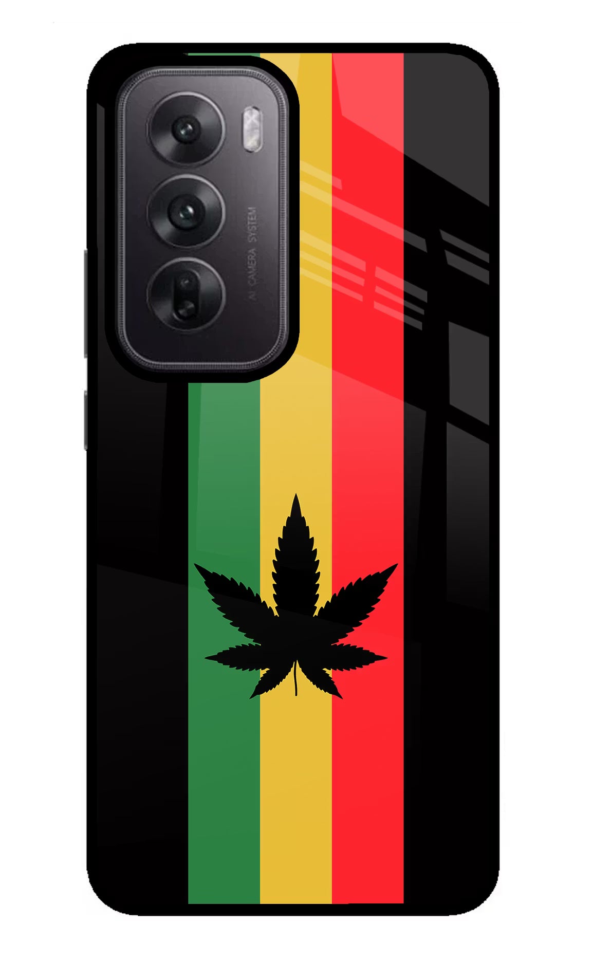 Weed Flag Oppo Reno12 5G Glass Case Back Cover by Casekaro
