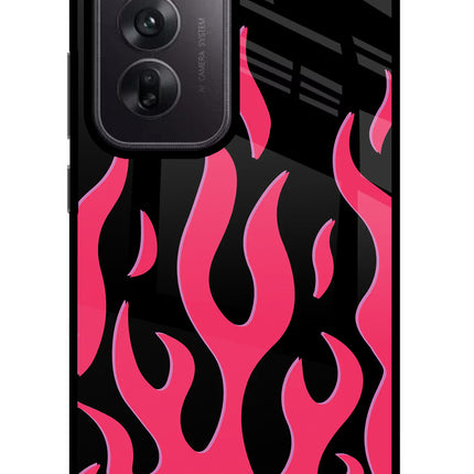 Fire Flames Oppo Reno12 5G Glass Case Back Cover by Casekaro