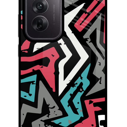 Geometric Graffiti Oppo Reno12 5G Glass Case Back Cover by Casekaro
