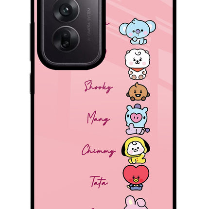 BTS names Oppo Reno12 5G Glass Case Back Cover by Casekaro