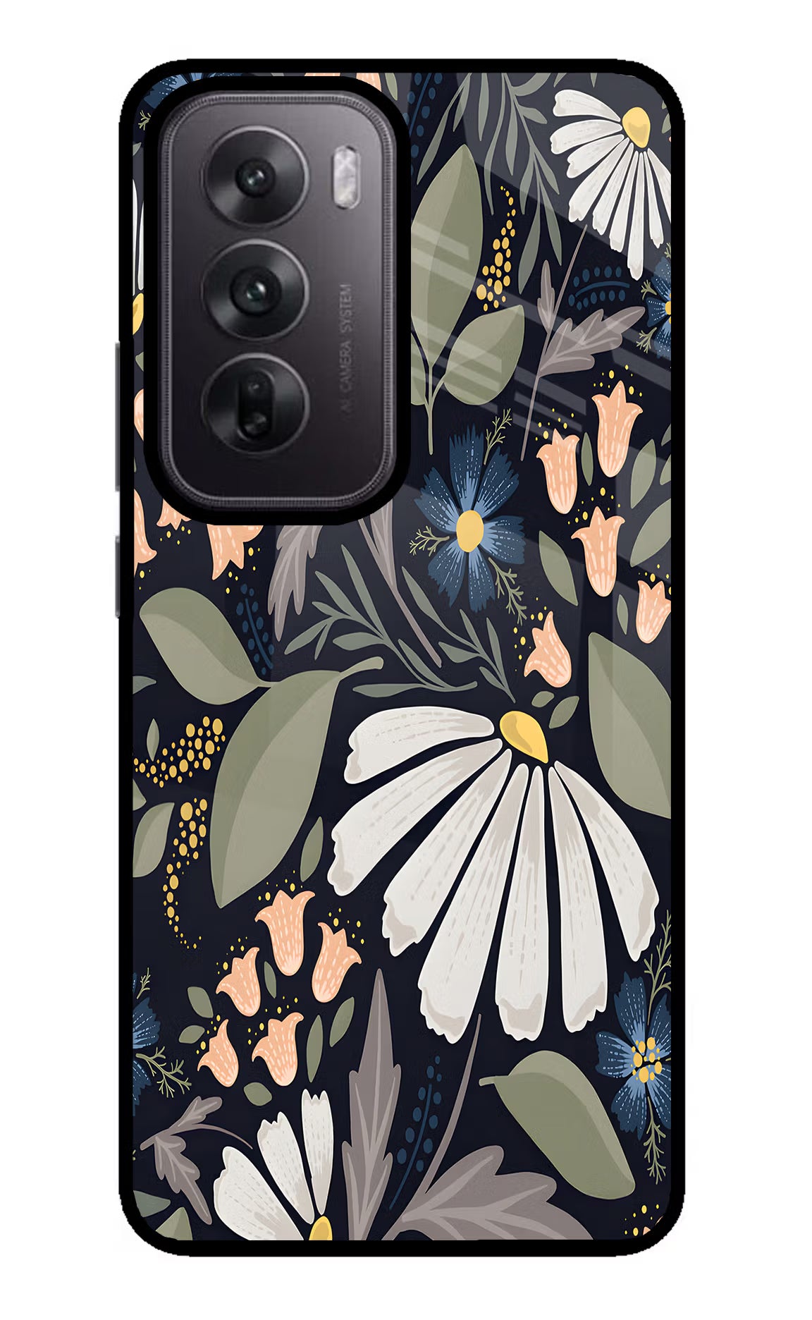 Flowers Art Oppo Reno12 5G Glass Case Back Cover by Casekaro