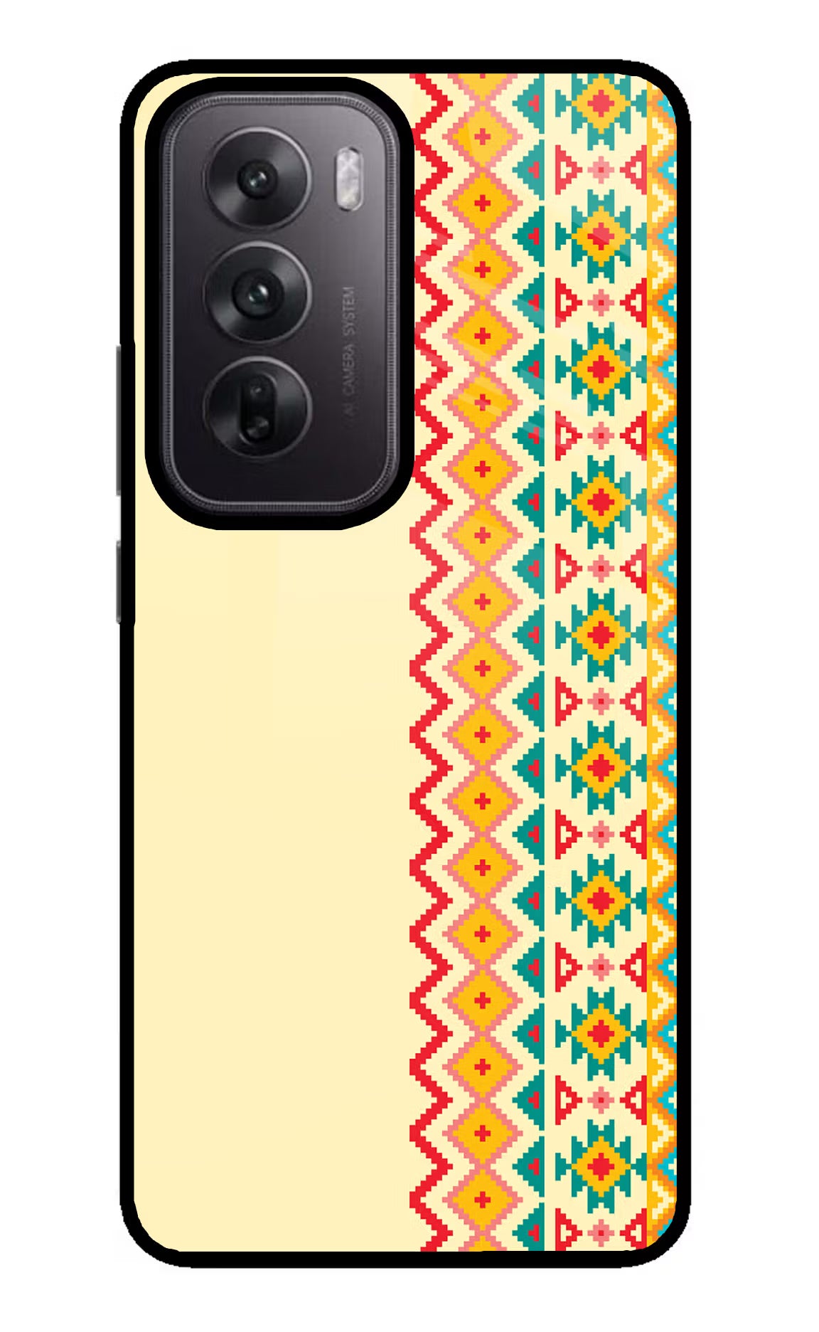 Ethnic Seamless Oppo Reno12 5G Glass Case Back Cover by Casekaro