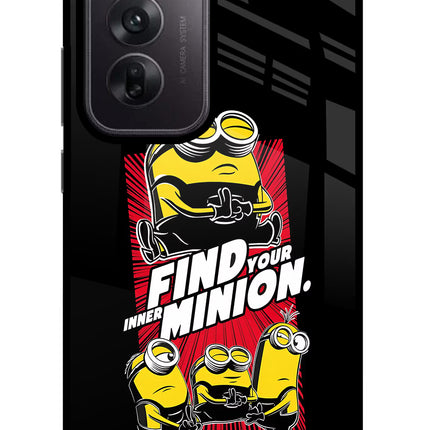 Find your inner Minion Oppo Reno12 5G Glass Case Back Cover by Casekaro