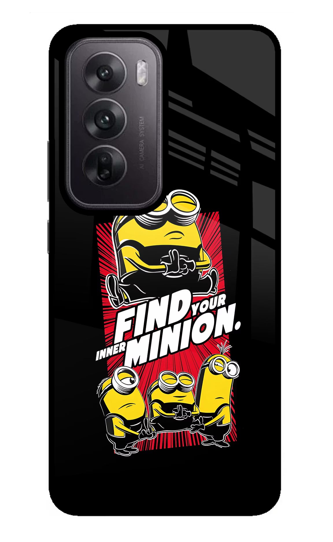 Find your inner Minion Oppo Reno12 5G Glass Case Back Cover by Casekaro