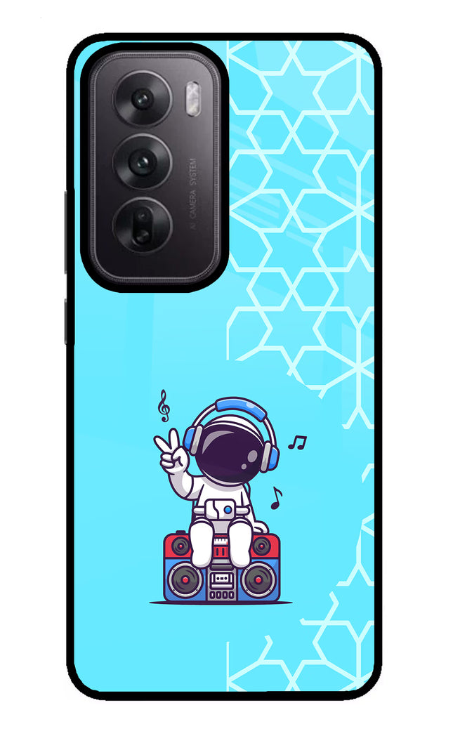 Cute Astronaut Chilling Oppo Reno12 5G Glass Case