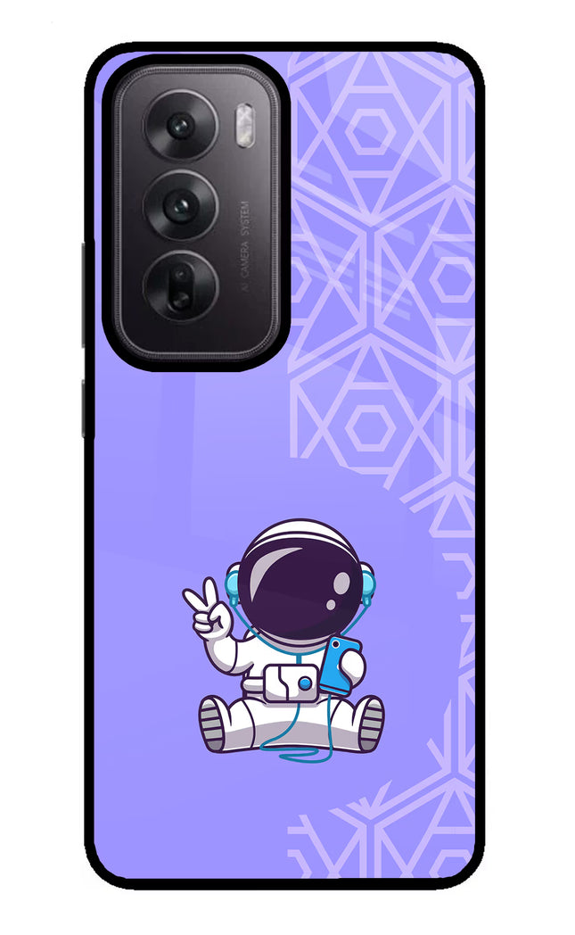 Cute Astronaut Chilling Oppo Reno12 5G Glass Case