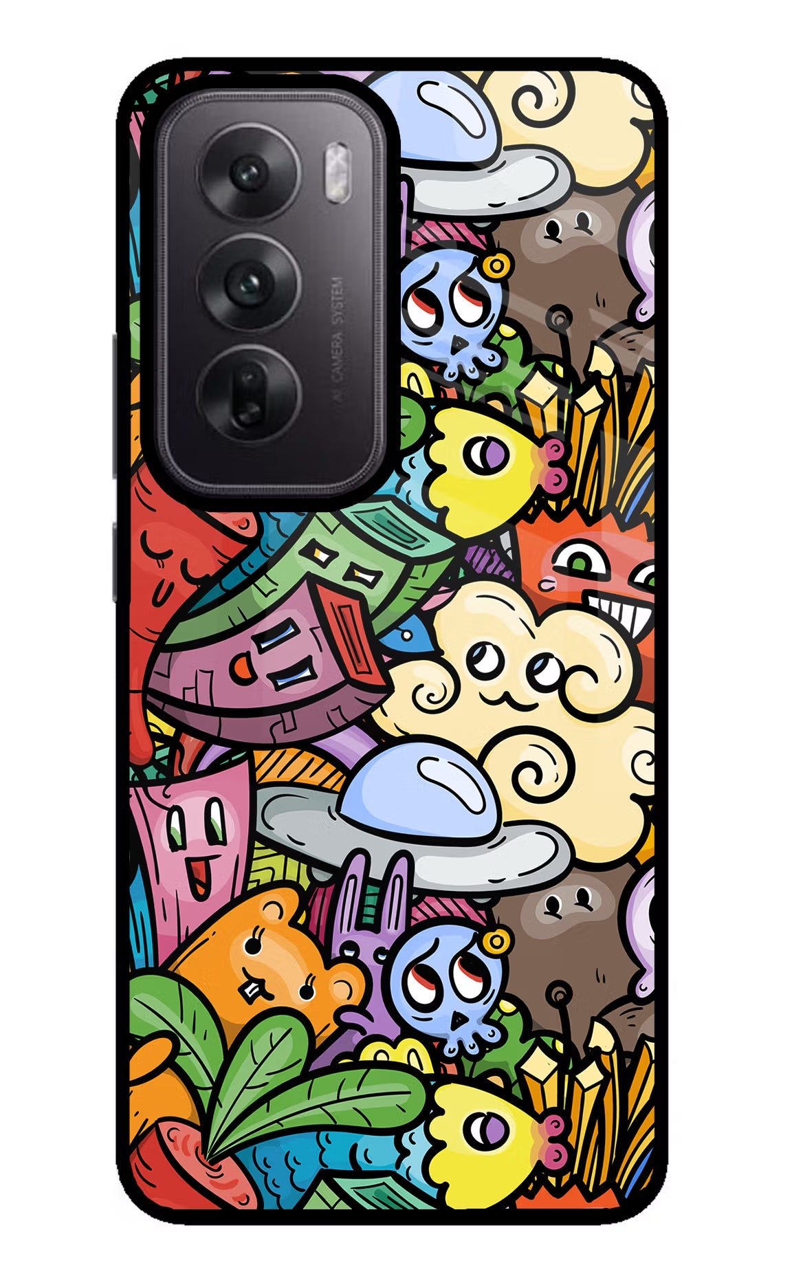 Veggie Doodle Oppo Reno12 5G Glass Case Back Cover by Casekaro