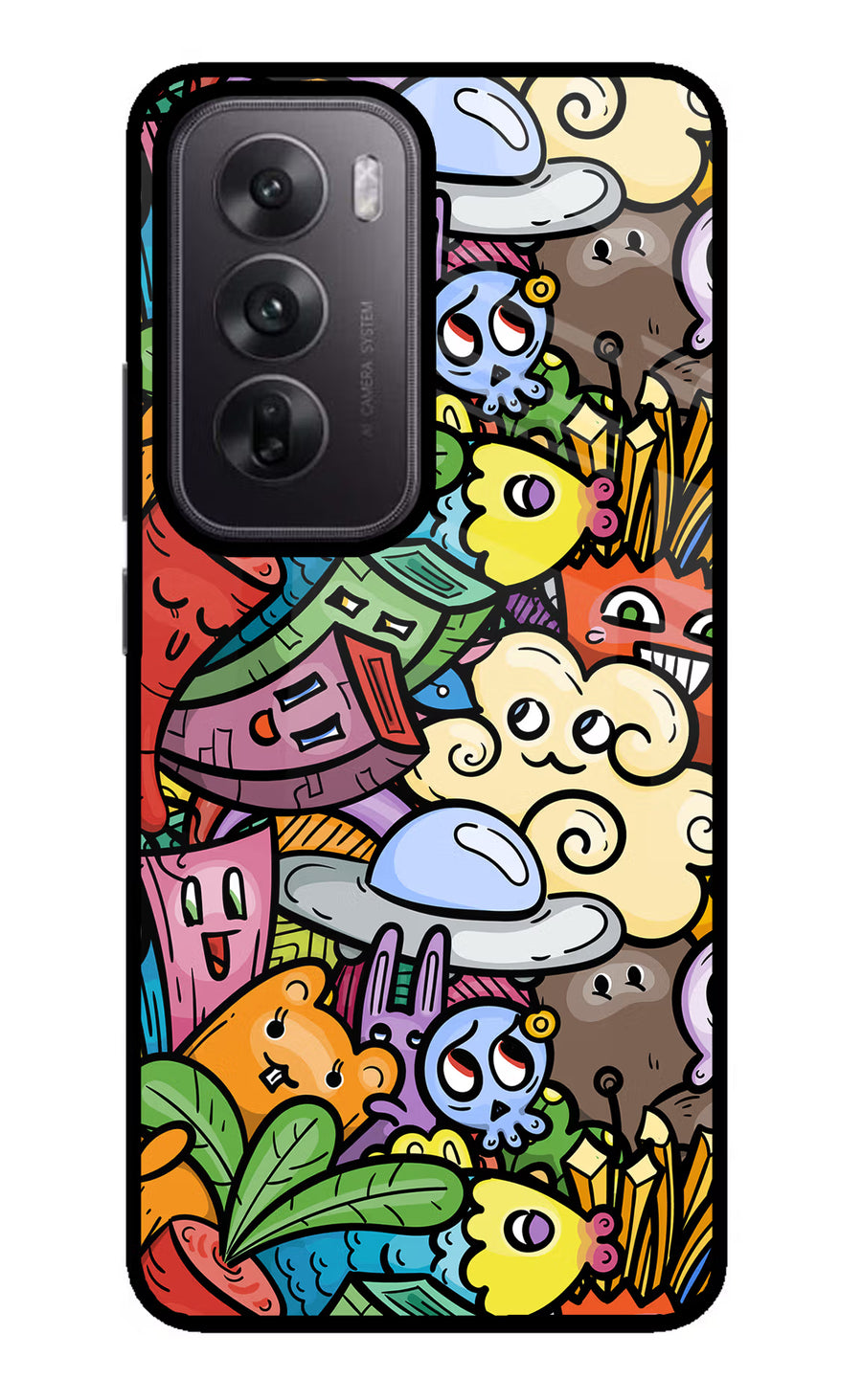 Veggie Doodle Oppo Reno12 5G Back Cover, Glass case