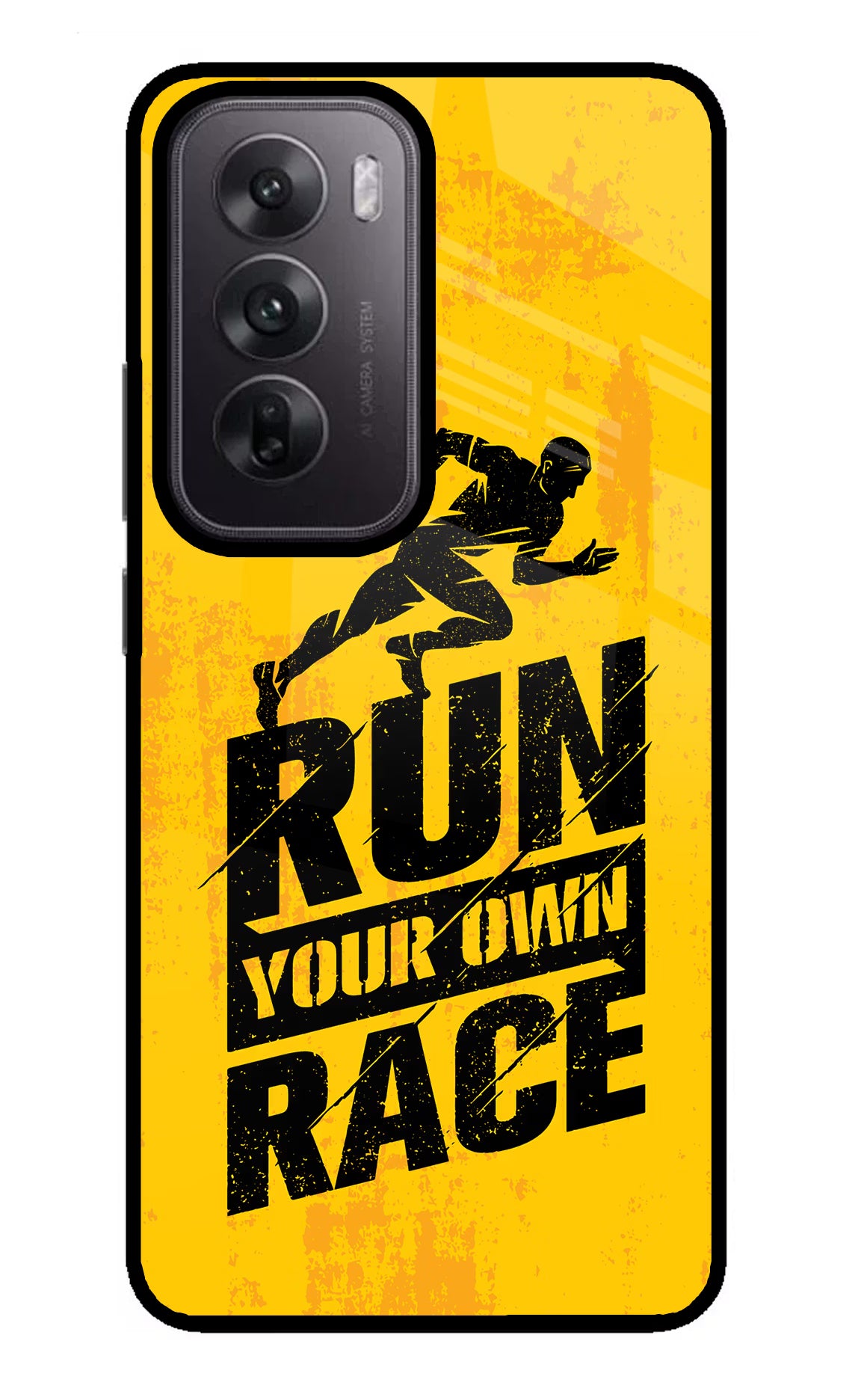 Run Your Own Race Oppo Reno12 5G Glass Case Back Cover by Casekaro