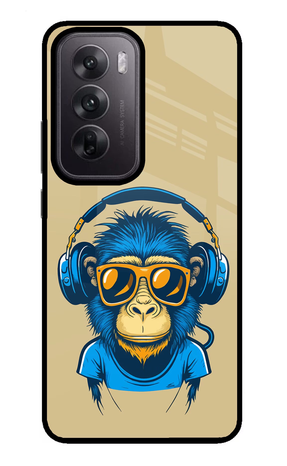 Monkey Headphone Oppo Reno12 5G Glass Case Back Cover by Casekaro