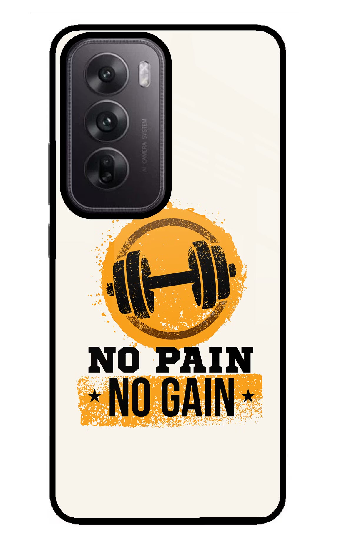 No Pain No Gain Oppo Reno12 5G Glass Case Back Cover by Casekaro