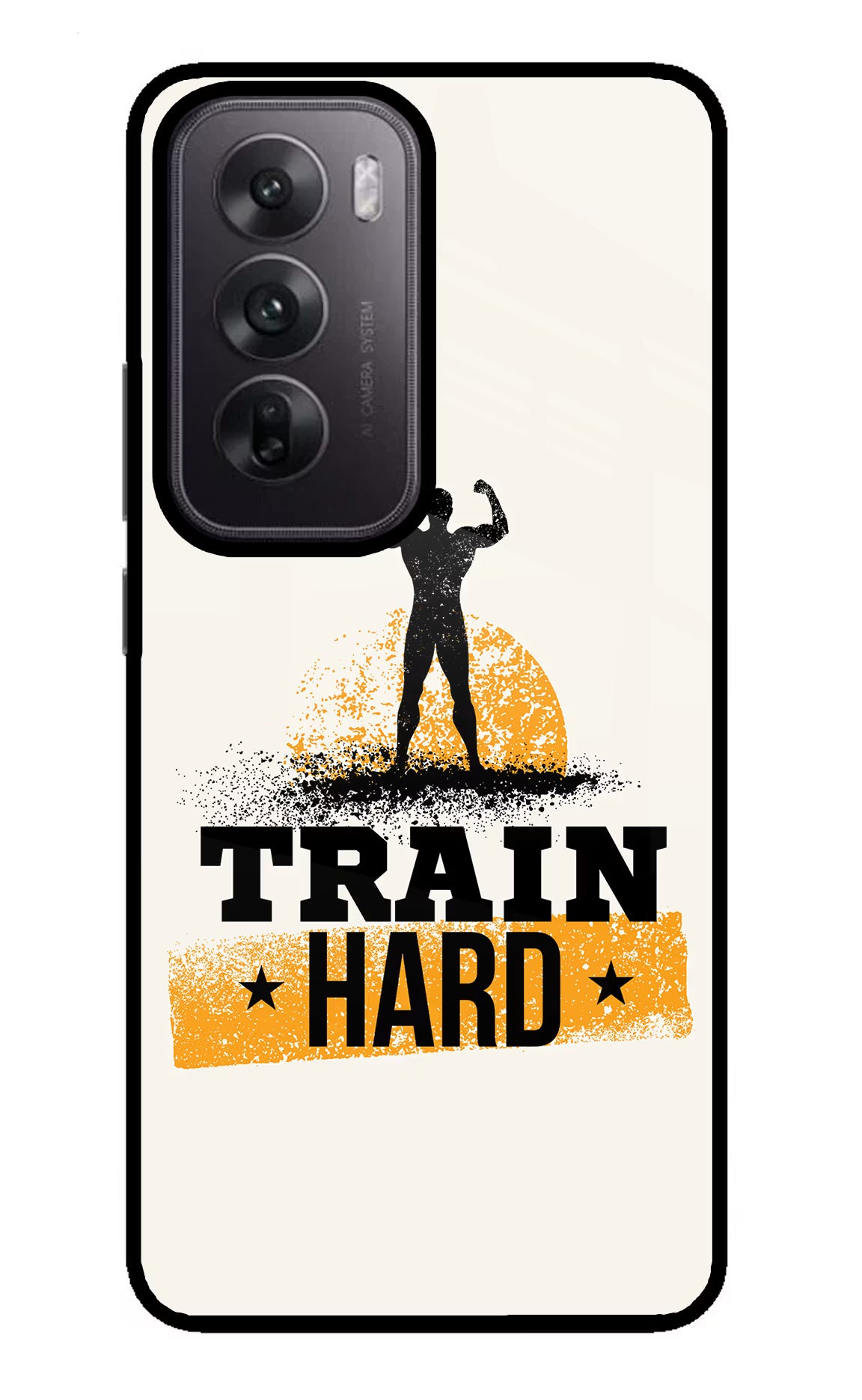 Train Hard Oppo Reno12 5G Glass Case Back Cover by Casekaro