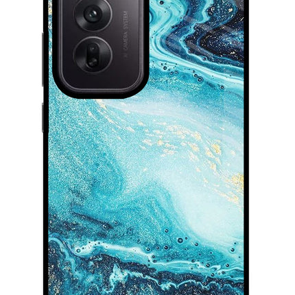 Blue Glitter Marble Oppo Reno12 5G Glass Case
