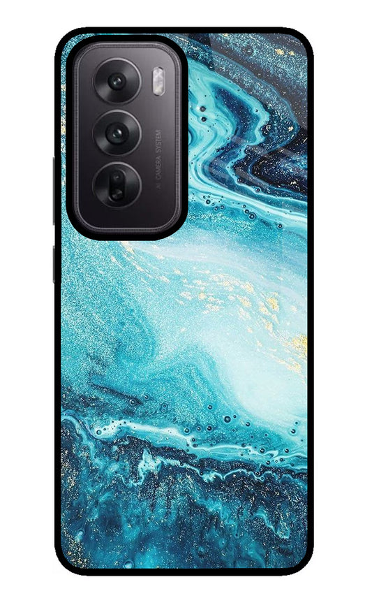 Blue Glitter Marble Oppo Reno12 5G Glass Case