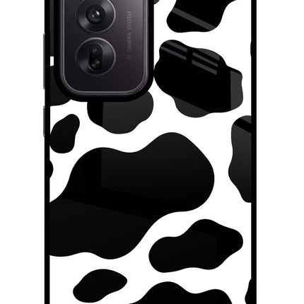 Cow Spots Oppo Reno12 5G Glass Case Back Cover by Casekaro