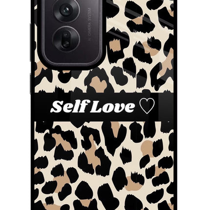Leopard Print Self Love Oppo Reno12 5G Glass Case Back Cover by Casekaro