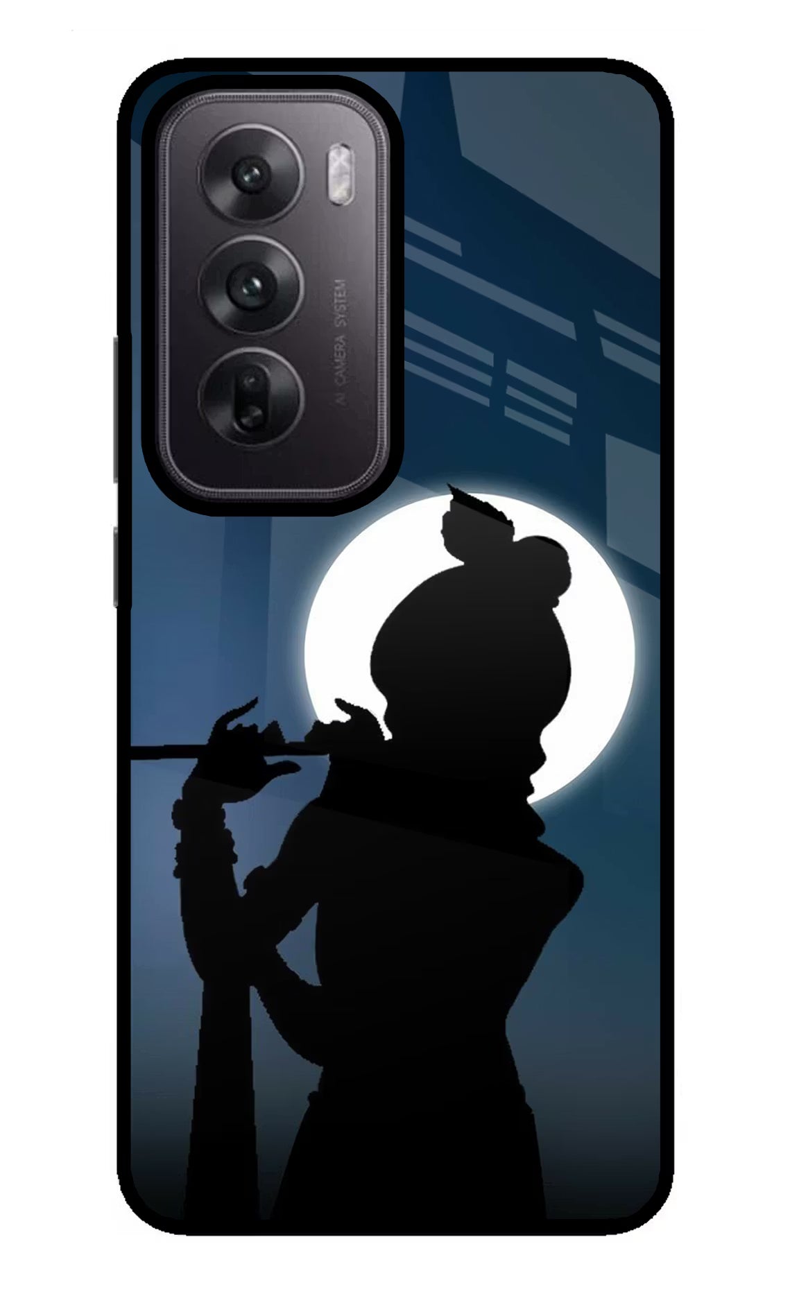 Shri Krishna Silhouette Oppo Reno12 5G Glass Case Back Cover by Casekaro