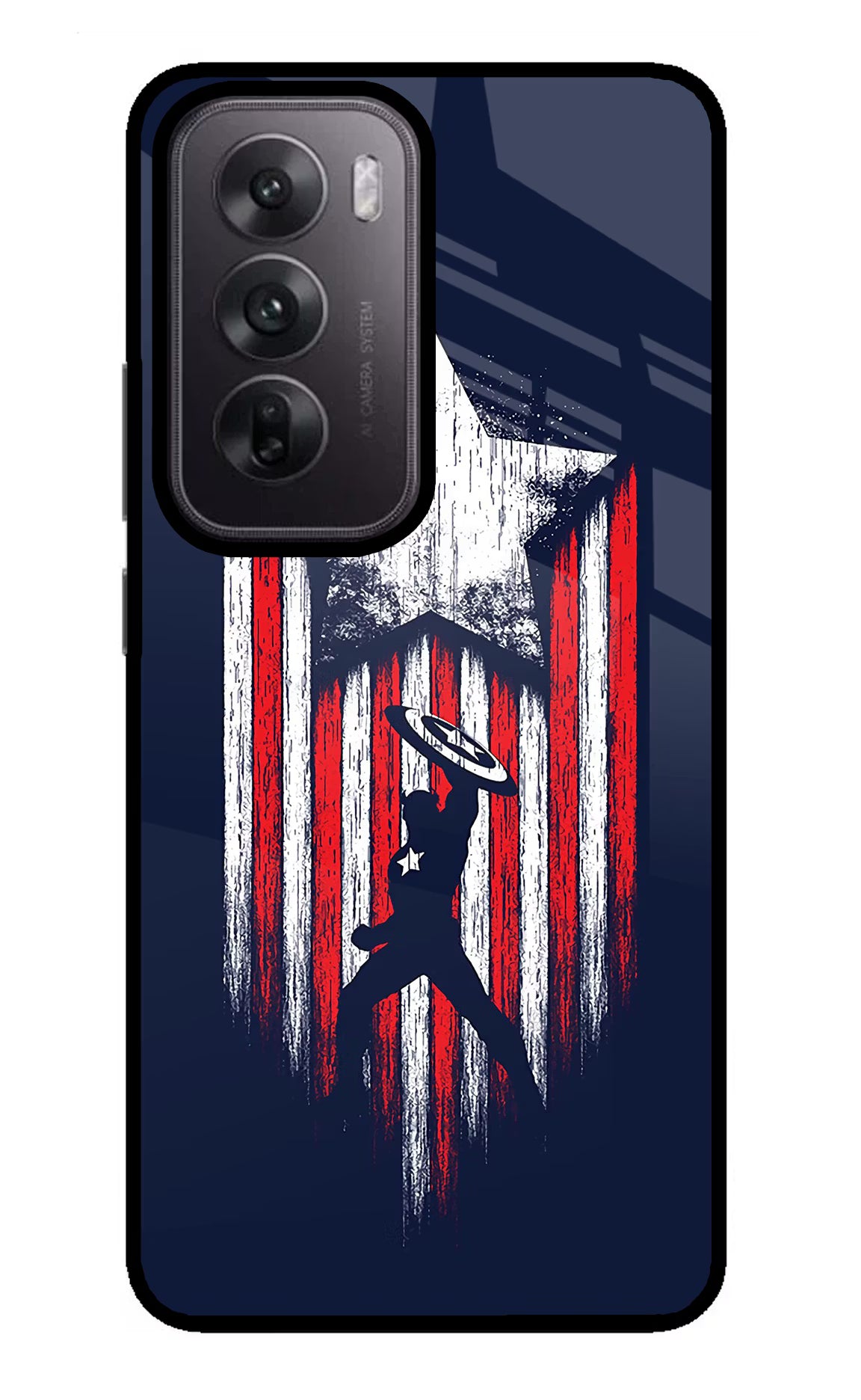 Captain America Marvel Art Oppo Reno12 5G Glass Case Back Cover by Casekaro